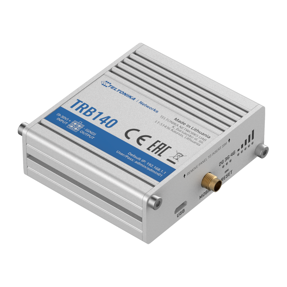 Teltonika Gateway 4G Industrial - 4G Cat 4 / 3G / 2G - Puerto Ethernet RJ45 10/100/1000Mbps - Diseño compacto - Conector micro USB
