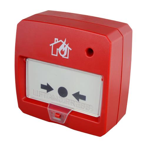 Pulsante convenzionale riattivabile - Certificato EN54 - Indicatore LED - Installazione in superficie - Riattivato manualmente o con chiave