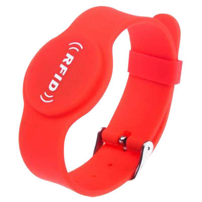 Proximity Bracelet - Radio Frequency ID - Passive EM RFID | Maximum security - 125 kHz frequency - Red color - Adjustable strap by points
