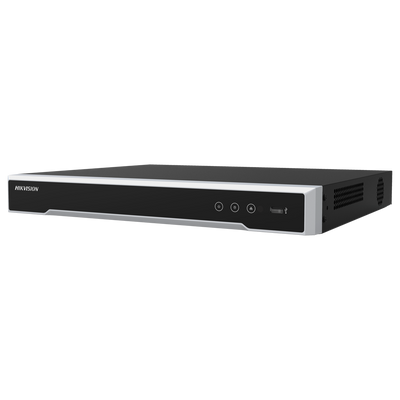 Hikvision - Gama PRO - Grabador NVR 16 CH IP - Resolución máxima 8Mpx@1ch - Ancho de banda 160 Mbps también | Soporta 2 discos duros - Detección de movimiento 2.0 4 canales