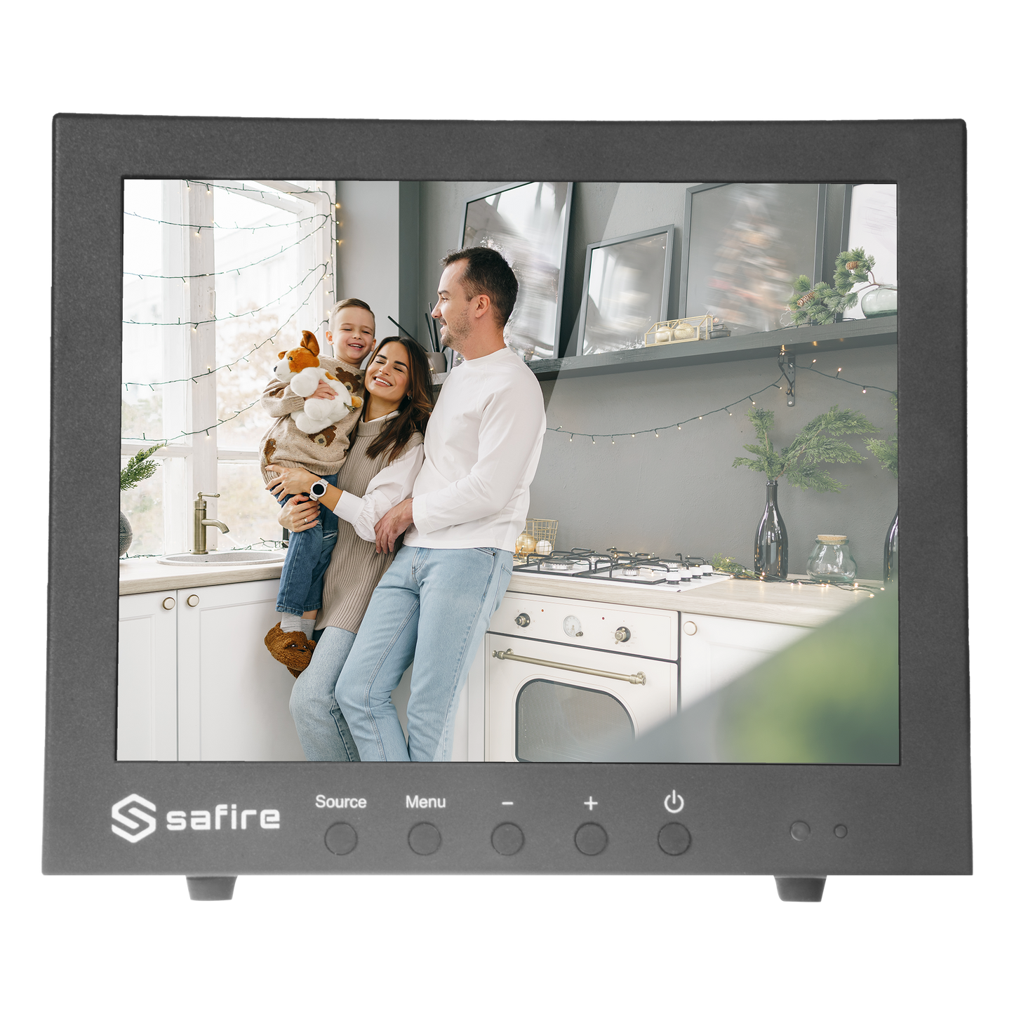 Monitor SAFIRE LED 10" - Progettato per la videosorveglianza - Formato 4:3 - VGA, HDMI, BNC loop e audio - Risoluzione 1024x768 - altoparlanti integrati