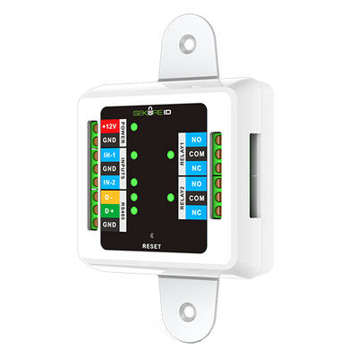 Controlador antisabotaje SekureID - para instalaciones automáticas - Entradas y pulsador Wiegand cifrados - Salida relé NA/NC - Control de tiempo de apertura - Alimentación 12 V DC