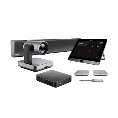 Yealink Videoconferencia All in One - Cámara 4K - 80º ángulo de visión - Barra de sonido - Micrófono inalámbrico - Panel de control táctil - Compatible con Teams