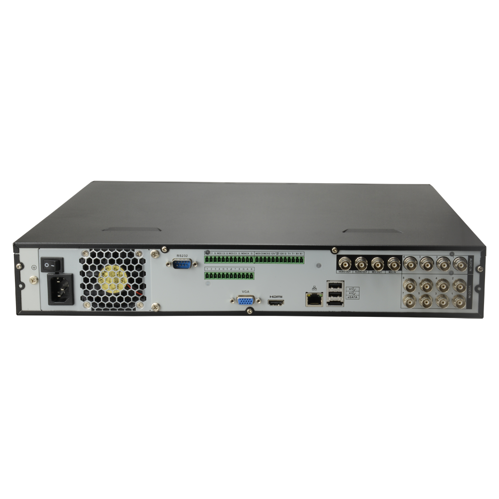 Videoregistratore digitale HDCVI - 8 CH HDCVI o CVBS / 4 CH audio / 2 CH IP - 720p (25FPS) / IP 1080p - Entrate/Uscite allarmi - Uscita VGA e HDMI Full HD - Ammette 4 hard disk
