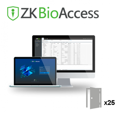 Licencia de software de control de acceso - Capacidad 25 puertas - Comunicación TCP/IP | WiFi - Arquitectura de servidor | Navegador - Compatible con controladores ZKTeco - Base de datos profesional PostgreeSQL