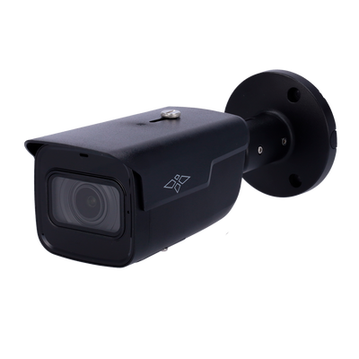 Cámara Bullet IP X-Security Color Negro - 4 Megapíxel  (2560 × 1440) - Lente 2.7–13.5 mm / LEDs Alcance 60 m - WDR 120 dB | Micrófono integrado - PoE | H.265+ - Funciones inteligentes