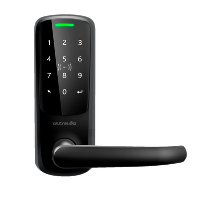 Anviz Ultraloq Smart Lock - NFC, PIN y aplicación - 50 usuarios | WiFi y Bluetooth - Autónomo 4 pilas AA - Aplicación móvil U-tec - Apto para exterior IP65