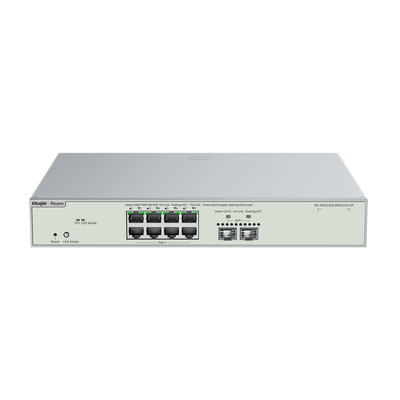 Ruijie Switch Cloud Managed L3 - 8 porte Hi-PoE RJ45 + 2 porte SFP+ - 8 Porte Multi-Gigabit + 2 Porte 10G - VLAN/Port Isolation/STP/RSTP/ACL - DHCP Snoop/IGMP Snoop - Montaggio su rack