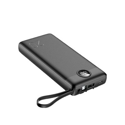 VEGER - Power bank - 20000mAh (77Wh) de capacidad - Carga rápida Power IQ - Cables integrados - Pantalla LCD