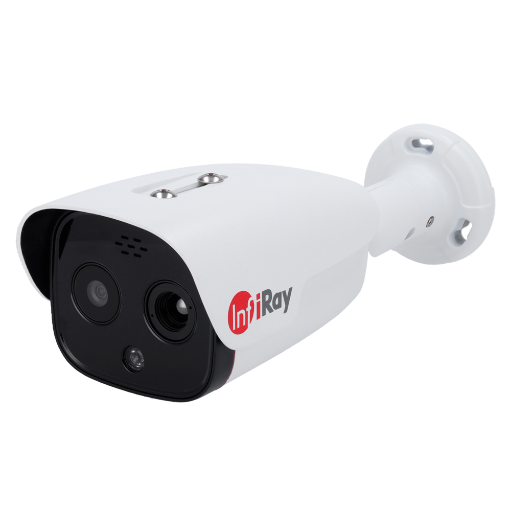 Cámara térmica IP InfiRay FB4 series - Sensor térmico VOx FPA 640x512 12μm |Lente 9.1mm - Sensor visible 1/2.8&quot; CMOS | 5Mpx | Lente 4mm - Sensibilidad térmica ≤40mK - Rango medición temperatura -20~550ºC/±2ºC o ±2% - Detección de preventiva de incend
