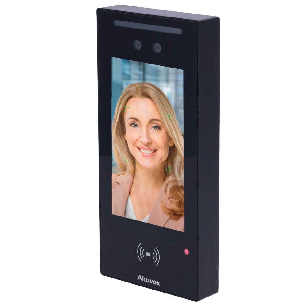 Access Control - Facial Recognition, MF Card, NFC, BLE and QR | 1 relay - 20,000 users | 50,000 Logs - Integrated Controller | Wiegand 26/34 - Suitable for outdoor IP65 | TCP/IP and PoE - Touch screen 5" IPS | Connection via Cloud