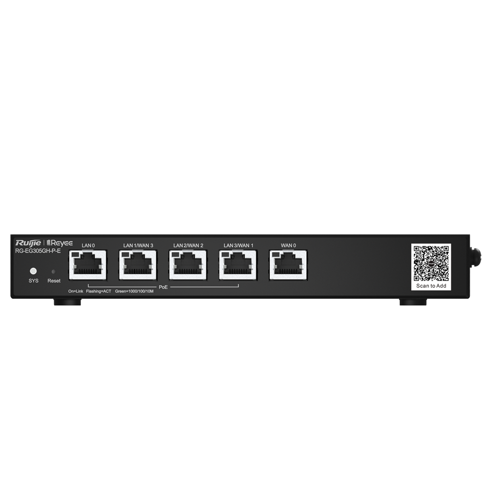 Reyee Router PoE Controller Cloud - 4 Porte PoE+ LAN + 1 Porta WAN - 5 Porte RJ45 10/100 /1000 Mbps - Supporta fino a 4 WAN per il failover o il bilanciamento - Fino a 1500 Mbps di larghezza di banda - Server VPN IPSec, L2TP, PPTP, OpenVPN