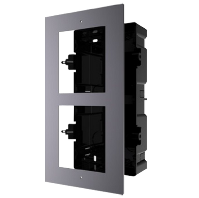 Flush-mounted front panel and register box - For 2 modules - Specific for Safire video door entry systems - Compatible with Safire modules - Plastic box - Aeronautical quality aluminum panel