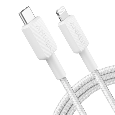 Anker - Cable USB2.0  - Carga rápida - USB-C a Lightning - Cubierta de metal trenzado  - Longitud 1.8m | Color blanco