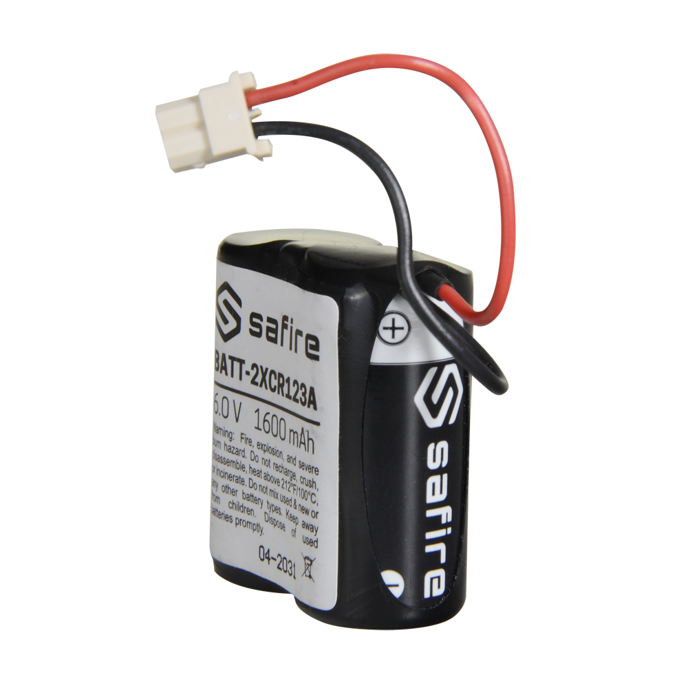 Safire - Pack di pile CR123A / CR17345 / 5018LC - Connettore Molex 5284 - Voltaggio 6 V / Litio - Capacità nominale 1600 mAh - Compatibile con rilevatori Visonic Next Cam PG2 e K9 PG2