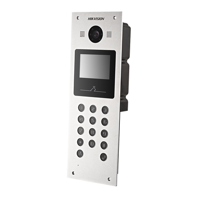 IP video intercom for apartments - 2 Mp camera | Two-way audio - Opening with MF card and PIN | 2 relays - Mobile app via monitor - 3.5" TFT display and keyboard 500 apartments - Flush mounting | IP65