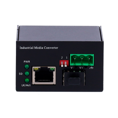 Convertidor multimedia industrial - 1x Ethernet RJ45 - 1x SFP - Gigabit - 10/100/1000 Base-TX - Dimensiones Ultra Compactas - Instalación en Carril DIN